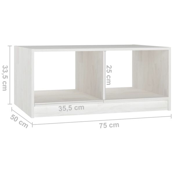 vidaXL Τραπεζάκι Σαλονιού Λευκό 75x50x33,5 εκ. από Μασίφ Ξύλο Πεύκου