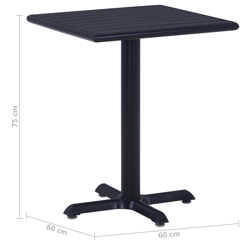 vidaXL Τραπέζι Κήπου Μαύρο 60 x 60 x 75 εκ.