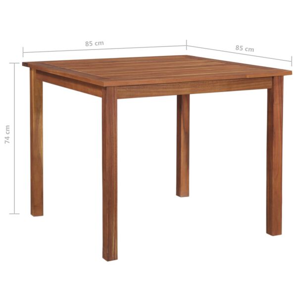 vidaXL Τραπέζι Κήπου 85 x 85 x 74 εκ. από Μασίφ Ξύλο Ακακίας