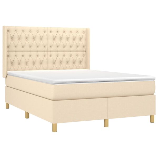 vidaXL &Kappa;&rho;&epsilon;&beta;ά&tau;&iota; Boxspring &mu;&epsilon; &Sigma;&tau;&rho;ώ&mu;&alpha; & LED &Kappa;&rho;&epsilon;&mu; 140x200 &epsilon;&kappa;. &Upsilon;&phi;&alpha;&sigma;&mu;ά&tau;&iota;&nu;&omicron;