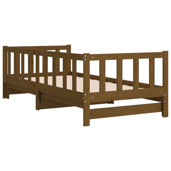 vidaXL Καναπές Κρεβάτι Καφέ Μελί 2 x (90 x 200) εκ. Μασίφ Ξύλο Πεύκου
