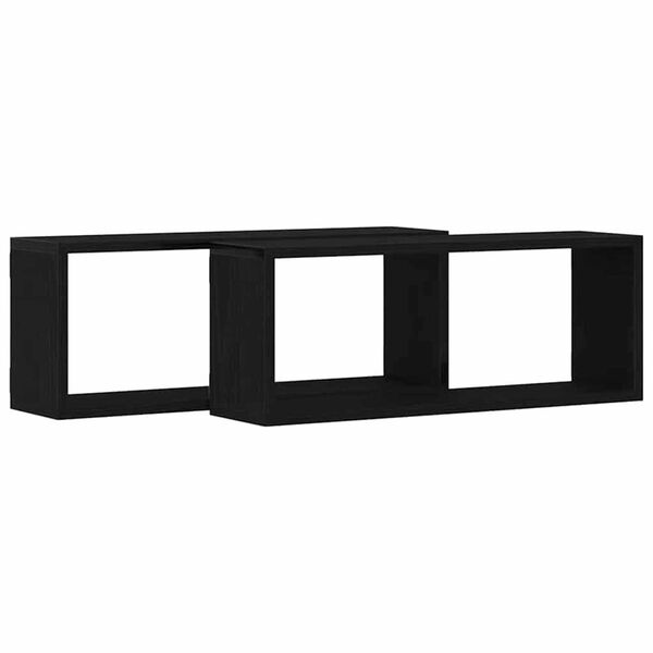 vidaXL Ράφια Τοίχου με ράφι Επιτοίχιο 2 pcs Μαύρη δρυς 60 x 15 x 23 cm