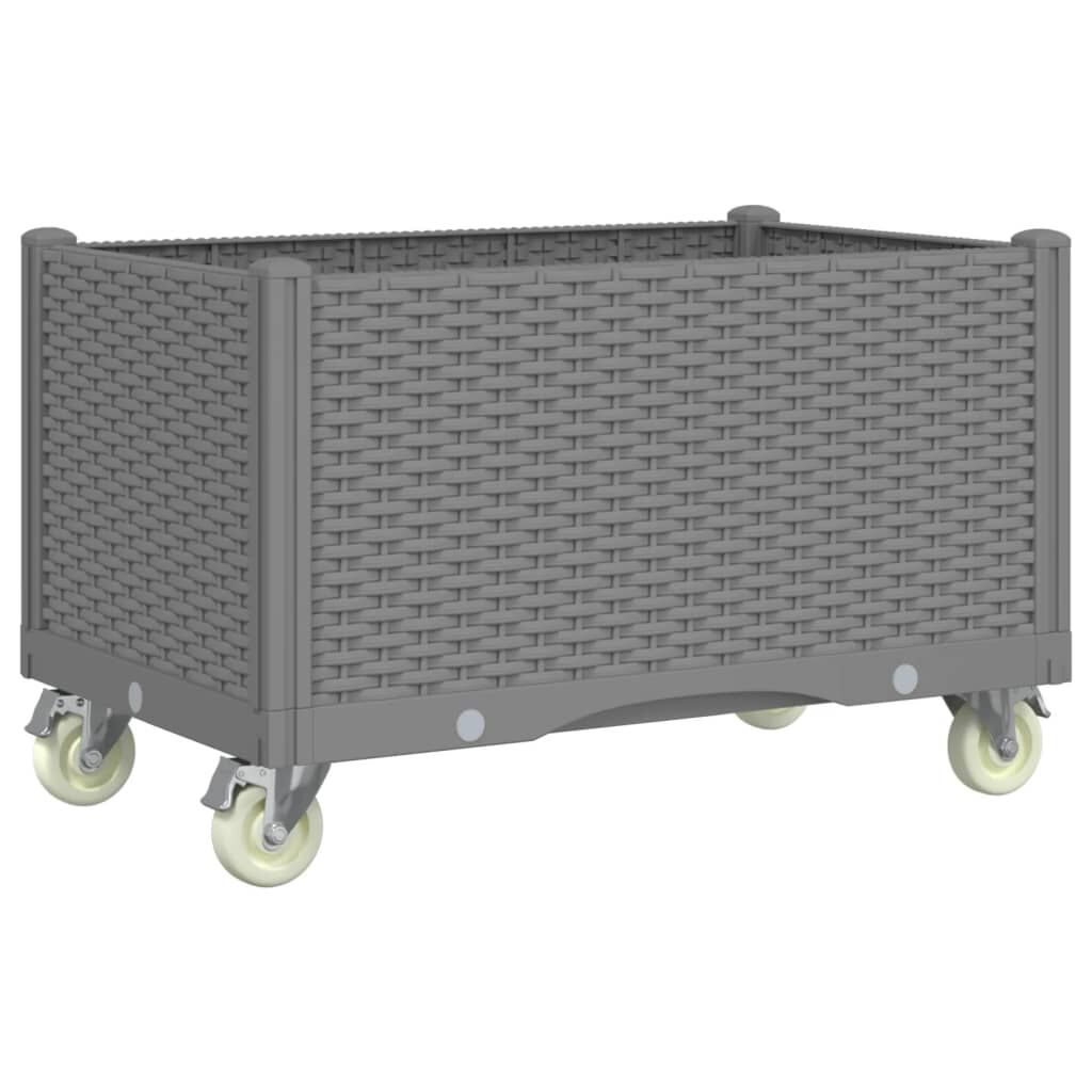 vidaXL Ζαρντινιέρα Κήπου με Ροδάκια Αν. Γκρι 80x50x54εκ Πολυπροπυλένιο