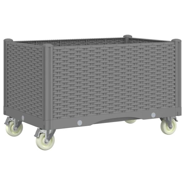 vidaXL Ζαρντινιέρα Κήπου με Ροδάκια Αν. Γκρι 80x50x54εκ Πολυπροπυλένιο