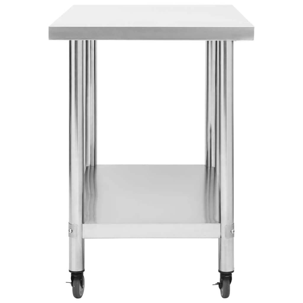 vidaXL Πάγκος Εργασίας Κουζίνας με Ροδάκια 100x60x85εκ Ανοξείδ. Ατσάλι