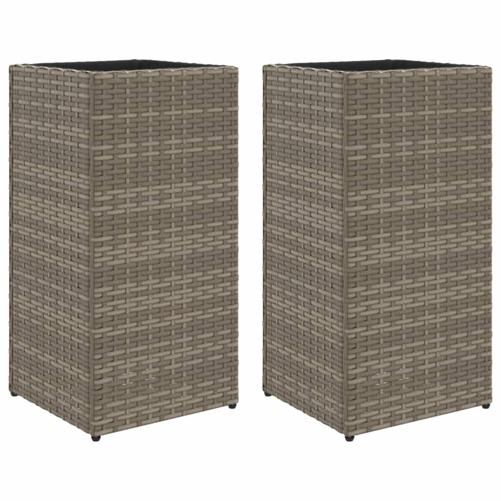 vidaXL Ζαρντινιέρες Κήπου 2 τεμ. Γκρι 30x30x60 εκ. από Συνθετικό Ρατάν