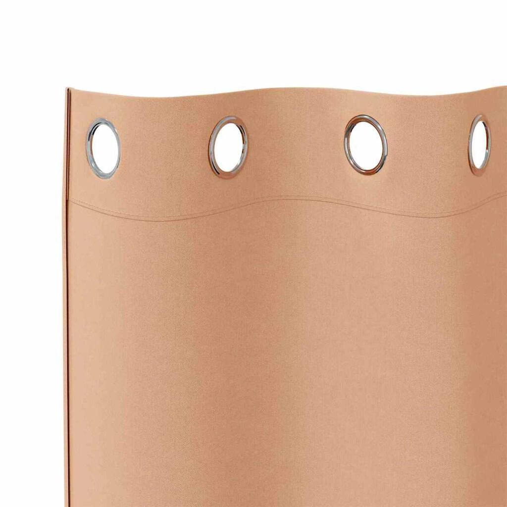 vidaXL Κουρτίνες με κουρτίνες 2 pcs Ανοιχτό καφέ Πολυεστέρας