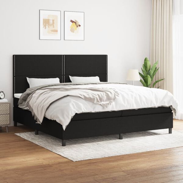 vidaXL &Kappa;&rho;&epsilon;&beta;ά&tau;&iota; Boxspring &mu;&epsilon; &Sigma;&tau;&rho;ώ&mu;&alpha; &Mu;&alpha;ύ&rho;&omicron; 200x200 &epsilon;&kappa;. &Upsilon;&phi;&alpha;&sigma;&mu;ά&tau;&iota;&nu;&omicron;