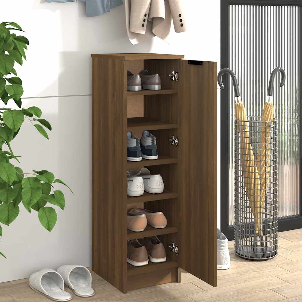 vidaXL Παπουτσοθήκη Καφέ Δρυς 30x35x100 εκ. από Επεξεργασμένο Ξύλο