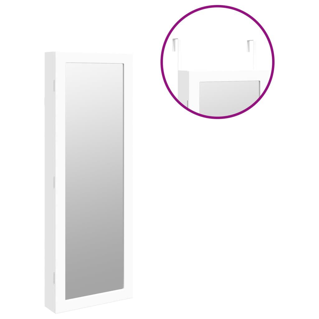 vidaXL Έπιπλο Κοσμημάτων με Καθρέφτη/LED Φώτα Επιτοίχιο Λευκό