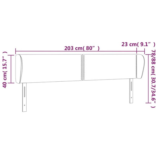 vidaXL Κεφαλάρι με Πτερύγια Ανοιχτό Γκρι 203x23x78/88 εκ. Βελούδινο