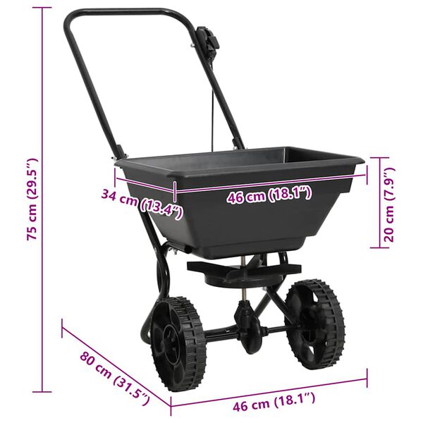 vidaXL Διανομέας Αλατιού Ώθησης 15 L 92 x 46 x 70 εκ. από PVC/Ατσάλι