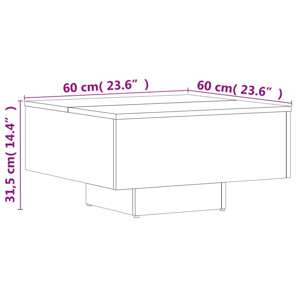 vidaXL Τραπεζάκι Σαλονιού Καφέ Δρυς 60x60x31,5 εκ. από Επεξεργ. Ξύλο