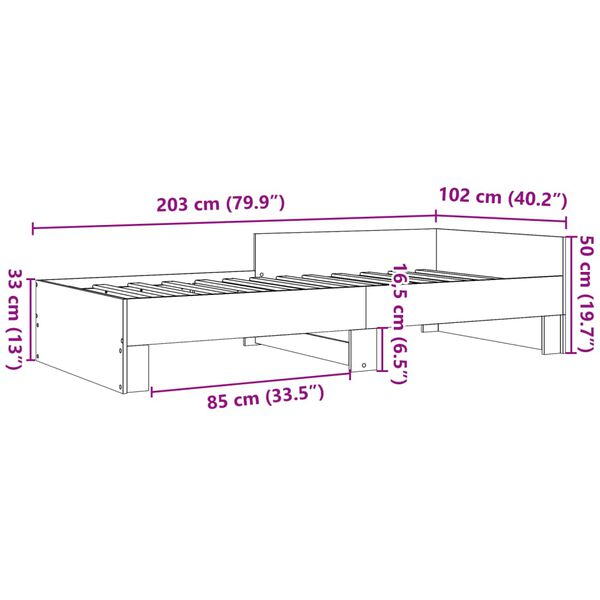 vidaXL Πλαίσιο Κρεβατιού Μαύρο 100x200 εκ. Επεξεργ. Ξύλο