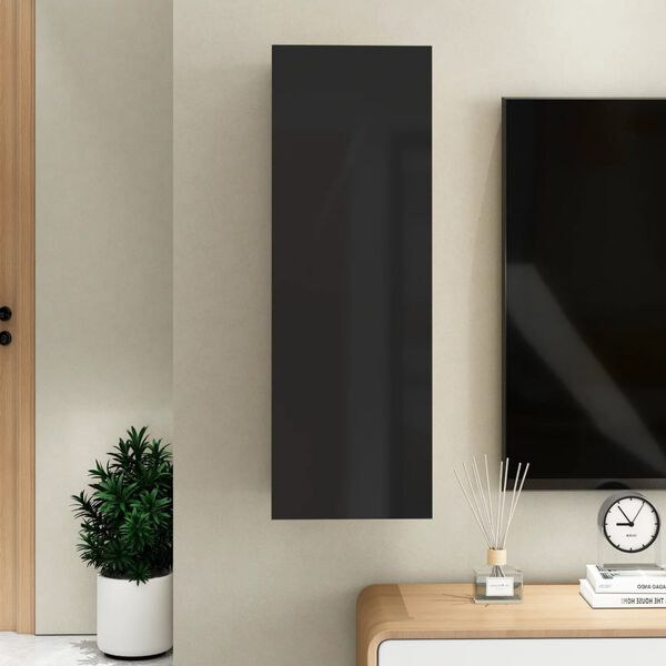 vidaXL Έπιπλο Τηλεόρασης Γυαλιστερό Μαύρο 30,5x30x90εκ. από Επεξ. Ξύλο