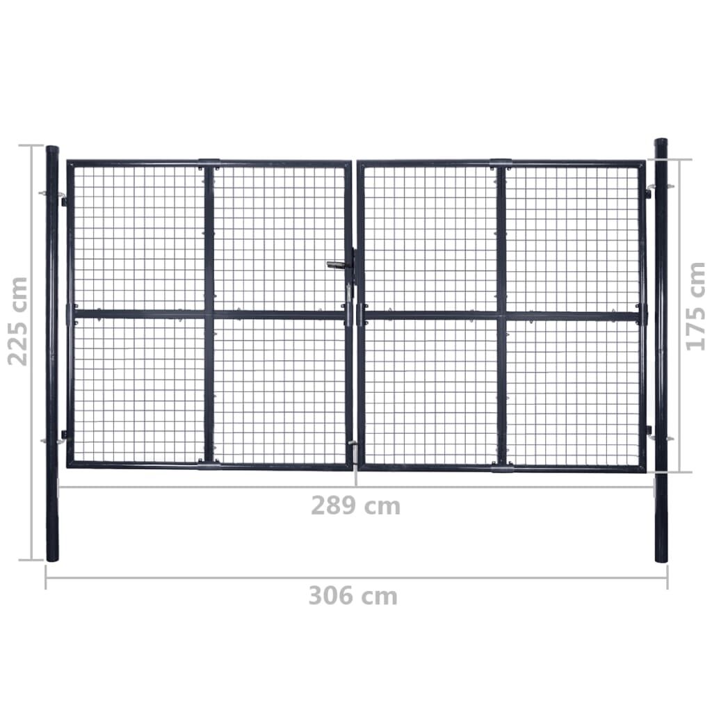 vidaXL Πόρτα Περίφραξης με Πλέγμα Γκρι 289 x 175 εκ. Γαλβαν. Χάλυβας