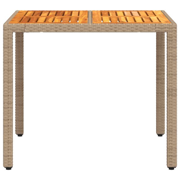 vidaXL Τραπέζι Κήπου Μπεζ 90x90x75 εκ. Συνθετικό Ρατάν / Ξύλο Ακακίας