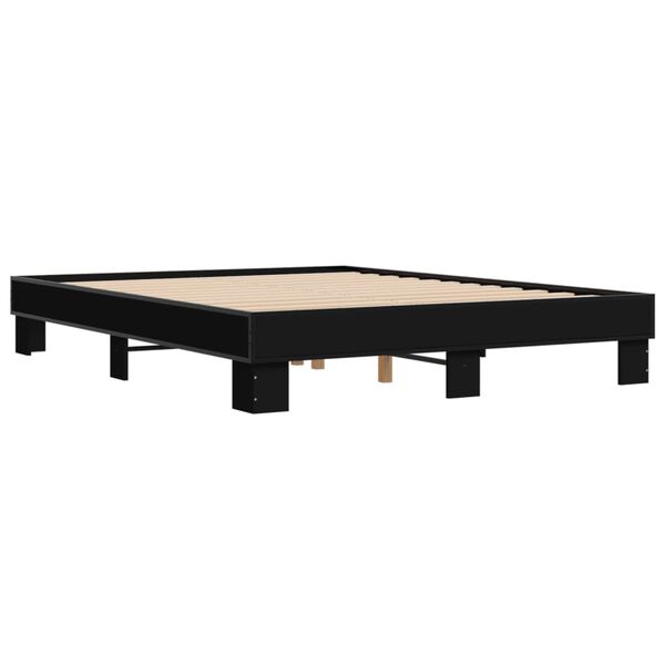 vidaXL Πλαίσιο Κρεβατιού Μαύρο 160x200 εκ. Επεξ. Ξύλο & Μέταλλο