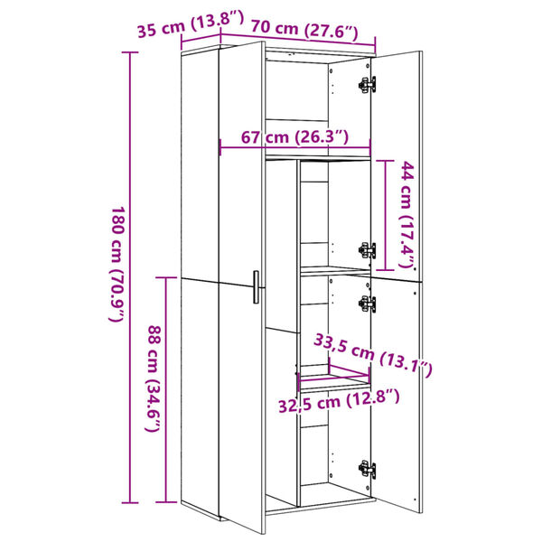 vidaXL Ντουλάπα Καπνιστή Δρυς 70x35x180 εκ. από Επεξεργασμένο Ξύλο