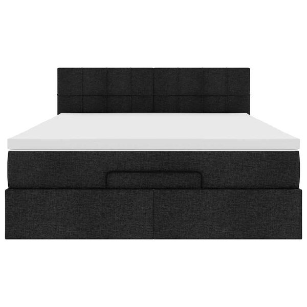 vidaXL Οθωμανικό κρεβάτι με στρώμα Μαύρο 140x190cm Ύφασμα