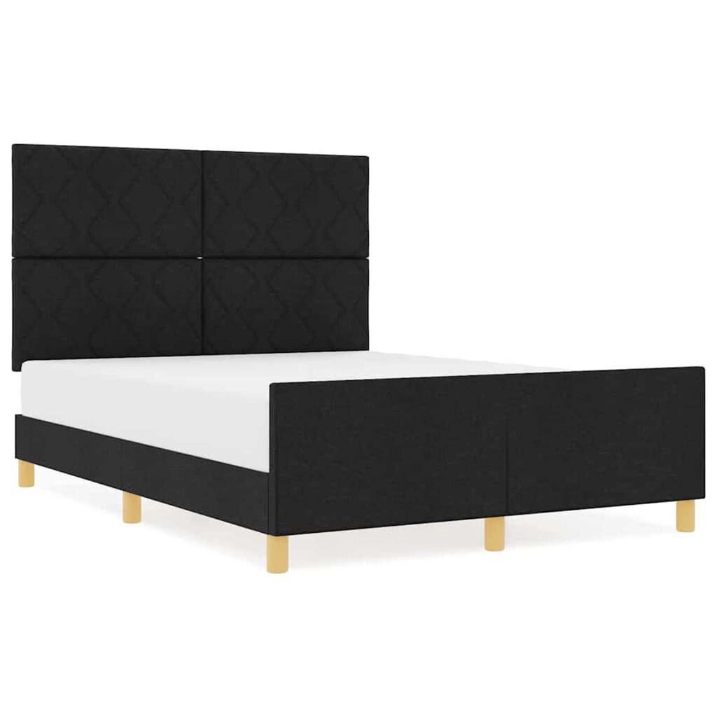 vidaXL Σκελετός Κρεβατιού με κεφαλάρι Μαύρο 140 x 190 cm ύφασμα