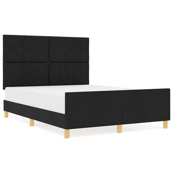 vidaXL Σκελετός Κρεβατιού με κεφαλάρι Μαύρο 140 x 190 cm ύφασμα