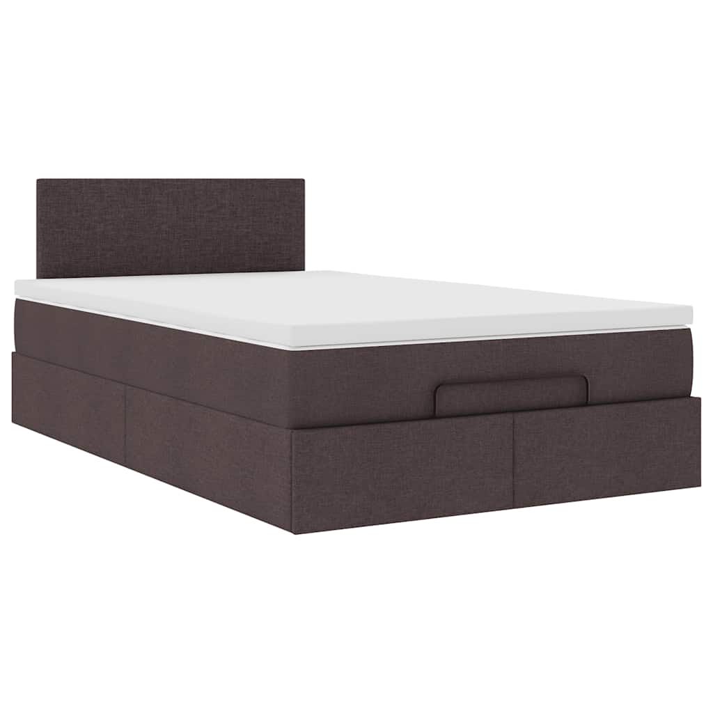 vidaXL Ottoman Κρεβάτι με Στρώμα Σκούρο Καφέ 120x200cm Ύφασμα