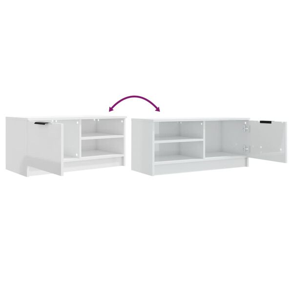 vidaXL Έπιπλο Τηλεόρασης Γυαλ. Λευκό 80x35x36,5 εκ. Επεξεργασμένο Ξύλο