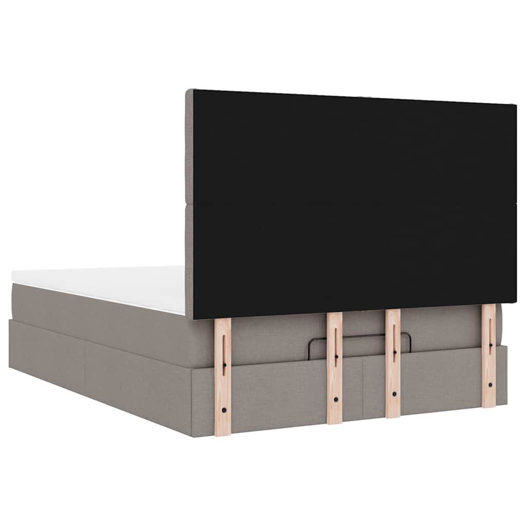 vidaXL Οθωμανικό κρεβάτι με στρώμα & LEDs Taupe 140x200 cm Ύφασμα