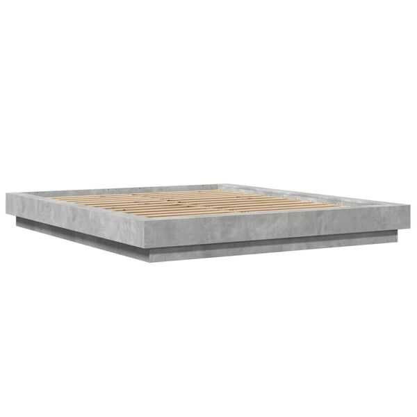 vidaXL Πλαίσιο Κρεβατιού Γκρι Σκυροδέματος 160x200 εκ. Επεξεργ. Ξύλο