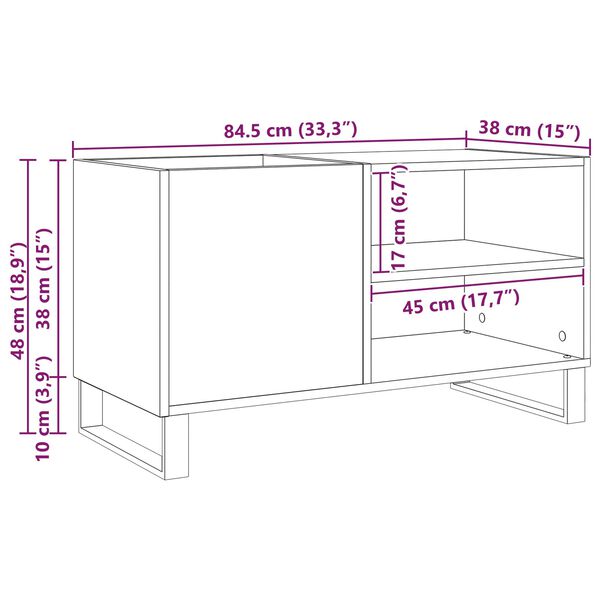 vidaXL Μαύρη Ντουλάπα Δίσκων από Σφένδαμο 84,5x38x48 εκ. Κατεργασμένο Ξύλο