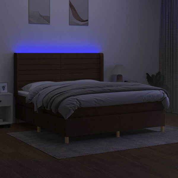 vidaXL &Kappa;&rho;&epsilon;&beta;ά&tau;&iota; Boxspring &mu;&epsilon; &Sigma;&tau;&rho;ώ&mu;&alpha; & LED &Sigma;&kappa;.&Kappa;&alpha;&phi;έ 180x200&epsilon;&kappa;. &Upsilon;&phi;&alpha;&sigma;&mu;ά&tau;&iota;&nu;&omicron;