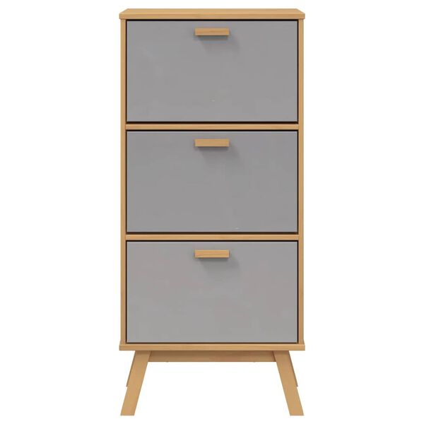 vidaXL Παπουτσοθήκη OLDEN Γκρι/Καφέ 55x35x120 εκ. Μασίφ Ξύλο Πεύκου