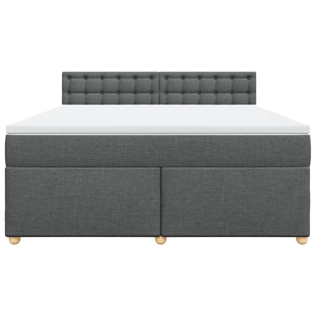 vidaXL Κρεβάτι Boxspring με Στρώμα Σκούρο Γκρι 180x200 εκ Υφασμάτιν
