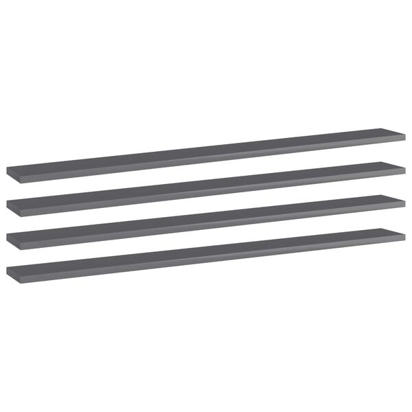 vidaXL Ράφια Βιβλιοθήκης 4 τεμ. Γυαλ. Γκρι 100x10x1,5 εκ. Μοριοσανίδα