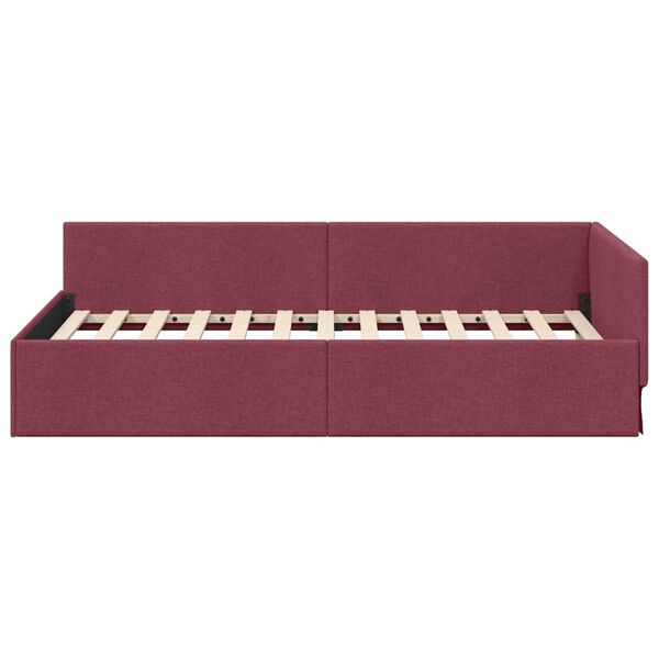 vidaXL Κρεβάτι Γωνίας Μπορντό 100 x 200 cm Ύφασμα και Έργο ξύλου