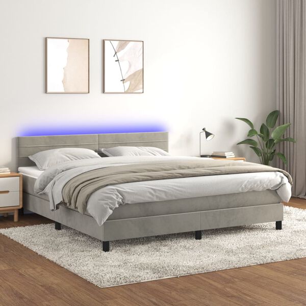 vidaXL &Kappa;&rho;&epsilon;&beta;ά&tau;&iota; Boxspring &mu;&epsilon; &Sigma;&tau;&rho;ώ&mu;&alpha; & LED &Alpha;&nu;.&Gamma;&kappa;&rho;&iota; 180x200 &epsilon;&kappa;. &Beta;&epsilon;&lambda;&omicron;ύ&delta;&iota;&nu;&omicron;