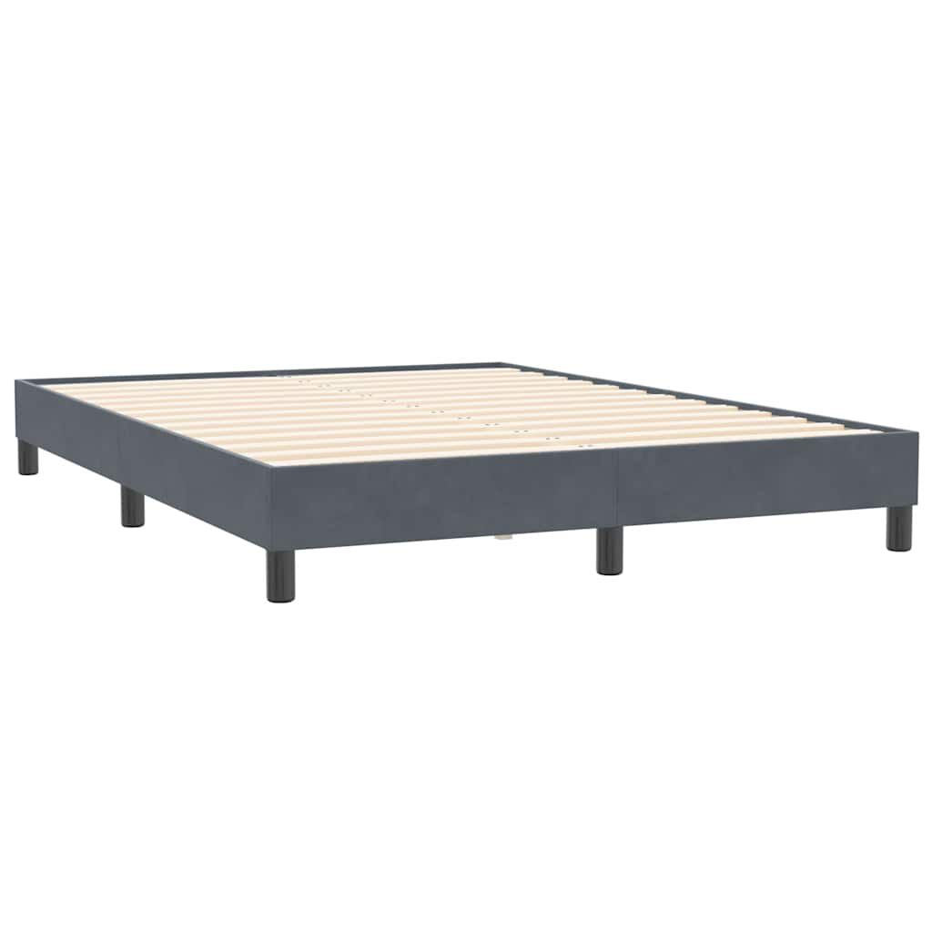 vidaXL Κρεβάτι Boxspring με Στρώμα Σκούρο Γκρι 140x210 εκ. Βελούδινο