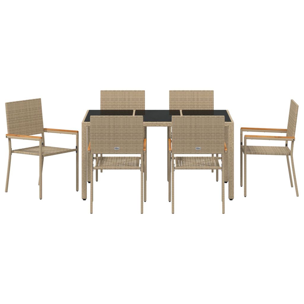 vidaXL Σέτ φαγητού για κήπο 7 pcs Μπεζ 150 x 90 x 75 cm