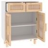 vidaXL Ντουλάπι Λευκό 60 x 30 x 75 εκ. Μασίφ Πεύκο & Φυσικό Ρατάν