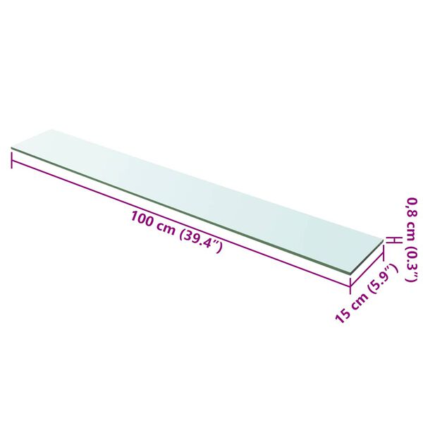 vidaXL Ράφια Πάνελ 2 τεμ. Διάφανα 100 x 15 εκ. Γυάλινα