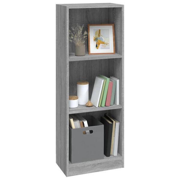 vidaXL Βιβλιοθήκη με 3 Ράφια Γκρι Sonoma 40x24x109 εκ. Επεξεργ. Ξύλο