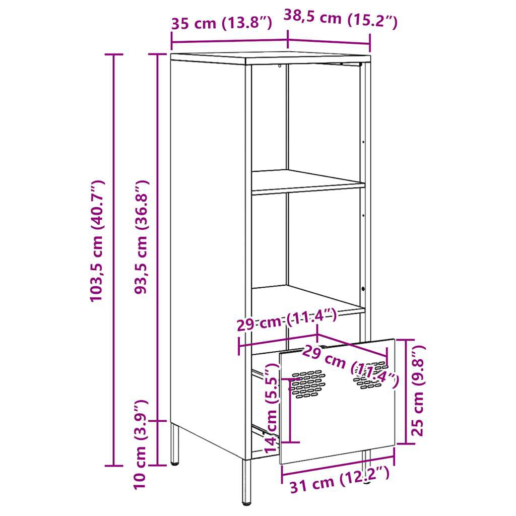 vidaXL Ντουλάπι Πράσινο Λαδί 35x39x103,5 εκ. από Ατσάλι