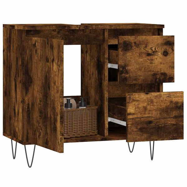 vidaXL Ντουλάπι Μπάνιου Καπνιστή Δρυς 65x33x60 εκ. Επεξεργασμένο Ξύλο