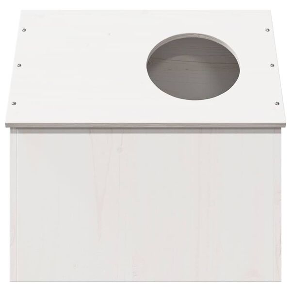 vidaXL σπιτάκι για γάτες λευκό 41x50x50 cm από μασίφ ξύλο πεύκο