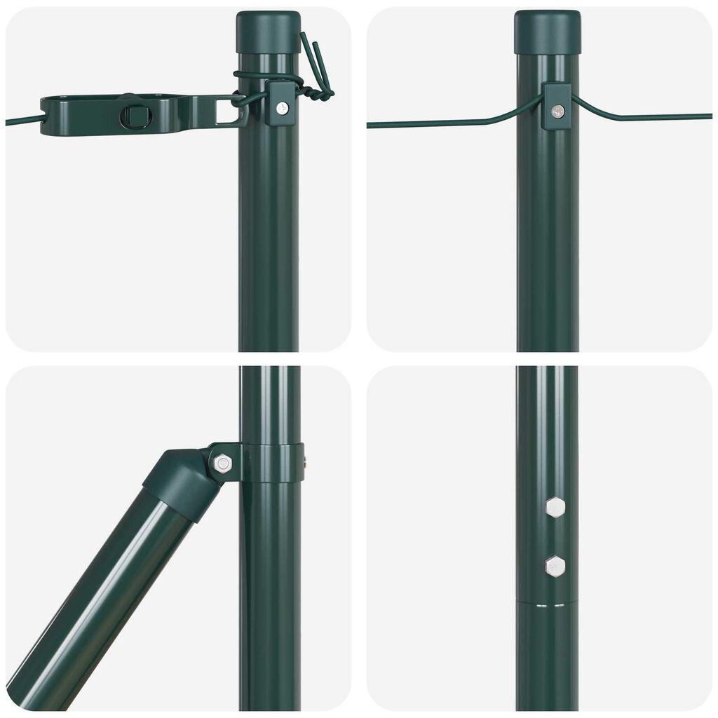 vidaXL Σύνολο πόλων φence 7 pcs Πράσινο Ø32mm 160 εκ Ατσάλι
