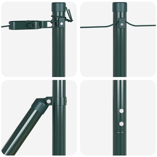 vidaXL Σύνολο πόλων φence 7 pcs Πράσινο Ø32mm 160 εκ Ατσάλι