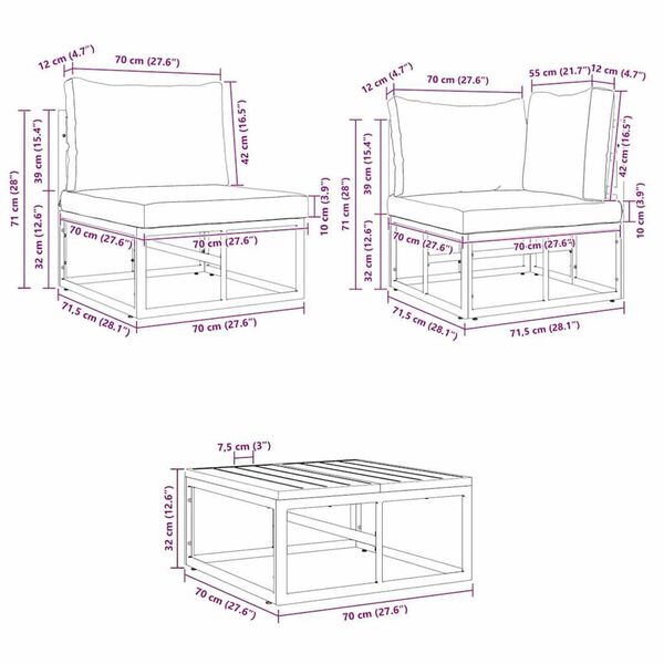 vidaXL Σετ Καναπέ Κήπου με μαξιλάρι 5 pcs Μαύρο Αλουμίνιο