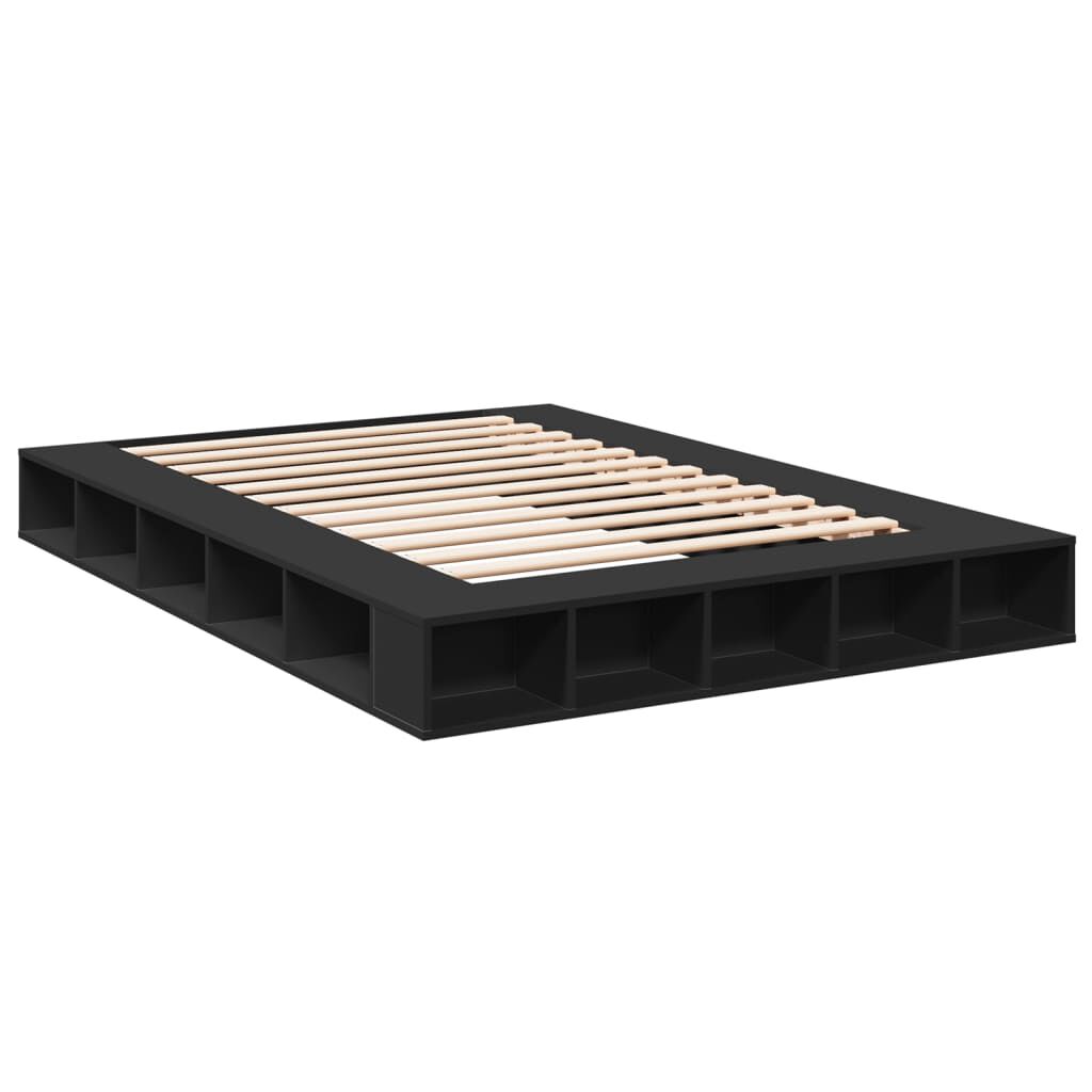 vidaXL Πλαίσιο Κρεβατιού Μαύρο 140x200 εκ. Επεξεργ. Ξύλο