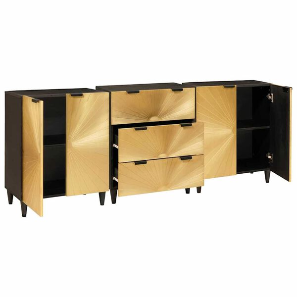 vidaXL Πλαϊνό γραφείο 3 pcs Μαύρο και Χρυσό 60 x 33 x 75 cm